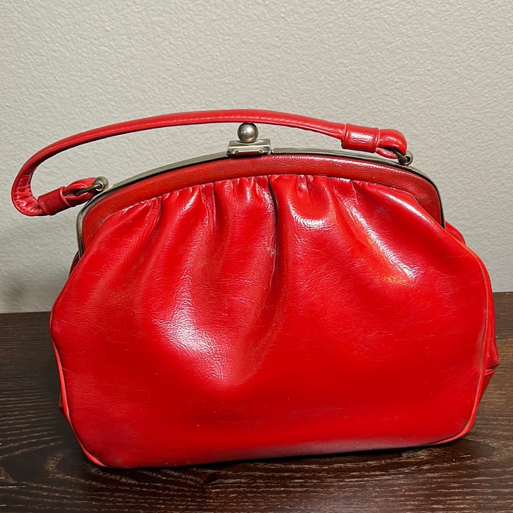 Vintage red patent leather clutch